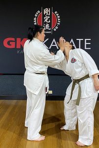 Sensei Charmaine demonstrating a move on a fellow karate-ka. international women's day 2022 Sensei Charmaine demonstrating a move on a fellow karate-ka. international women's day 2022